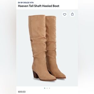 DV by Dolce Vita Tan Suede Knee-High Heeled Boots